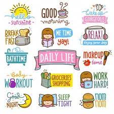 Pack de vinilo decorativo frascos para decorar tu cocina! Modern Set Of Colorful Planning Elements Calcomanias Personalizadas Caratulas Para Cuadernos Escolares Pegatinas Bonitas