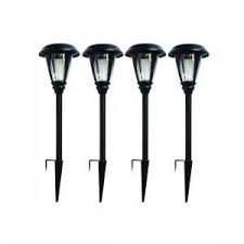 Hampton Bay Solar Black Outdoor Integrated Led 3000k 30 Lumens Landscape Path Light With Glass Lens 4 Pack Nxt 8512 The Home Depot Path Lights Outdoor Lighting Landscape Hampton Bay
