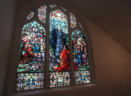 Glass that has been coloured and cut into various shapes to form stained glass is set into several of the windows; Stained Glass Windows Of Museum Quality To Be Removed From Disused Passamaquoddy Church