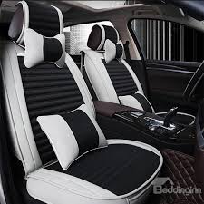Fashion Contrast Color Style Design Comfortable Pu Leatherette Flax Material Universal Car S Car Seat Cover Sets Leather Car Seat Covers Car Seat Cover Pattern