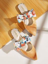 Point Toe Bow Decor Flat Mules Flat Mules Ankle Strap Sandals Flat Shoes