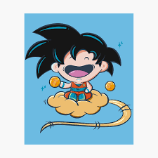 He is voiced by masako nozawa in the japanese version of the anime, by the late kirby morrow in the ocean english dub, and by sean schemmel in the funimation english dub. Kid Goku Nimbus Dragon Ball Poster By Cowboyspider Redbubble