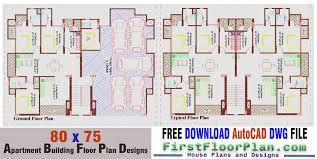 Modern house plan for a small lot. 2 Unit Apartment Building Floor Plan Designs With Dimensions 80 X 75 First Floor Plan House Plans And Designs