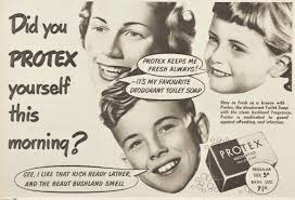 Protex is medicated to guard against offending, and so is  #FloatingHeadsFriday ___ Did you Protex yourself this morning? ad in The  Australian Women's Weekly, 1950