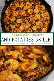 Loaded Ground Beef And Potatoes Skillet Ground Beef Recipes Healthy Dinner With Ground Beef Ground Beef And Potatoes