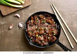 Seal bag, set in a bowl, and chill at least 4 hours or up to 1 day; Beef Stewed In Soy Sauce With Spices Cooked Beef Meat In Asian Style Mongolian Beef Top View Flat Lay Canstock