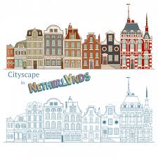 Netherlands outline skyline, dutch flat thin line icons, landmarks, illustrations. Cityscape In Netherlands Kidspressmagazine Com Cityscape Building Art House Drawing