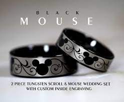 Which Matching Mickey Wedding Bands Set Do You Like The Best Is It The Silver Or Is It The Black D Mickey Mouse Wedding Mickey Mouse Jewelry Mickey Mouse Ring