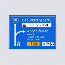 Als erstes können sie aus einer vielfältigen auswahl an kartenvorlagen ihren favoriten wählen. Autobahnschild Einladungskarten 18 Geburtstag