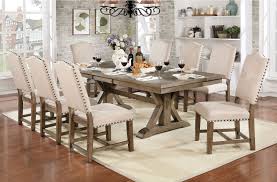Explore our dining chairs, bar stools, wine racks & credenzas here! Transitional Style Light Oak Finish 9 Piece Dining Set With Beige Upholstered Chairs Furniture Of America Cm3014