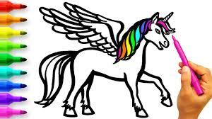 Como Desenhar E Colorir Unicornio Como Dibujar Y Colorear Unicornio How To Draw A Unicorn Youtube
