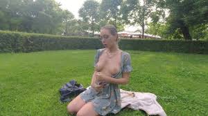 Anastasia Ocean topless in park. Showing tits outside. Public. Flashing