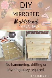 Diy Mirrored Nightstand No Hammering Drilling Etc Required Diy Mirror Mirrored Nightstand Diy Furniture
