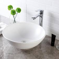 Lordear 16 In X 16 In Vessel Sink Modern Bathroom Above Round Bowl In White Porcelain Ceramic Vessel Vanity Sink Art Basin Lmp18005 The Home Depot