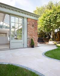 Geräumiger moderner patio hinter dem haus mit natursteinplatten und gazebo in phoenix — houzz. Dijon Tumbled Limestone Pavers Outdoor Paving Mystonefloor