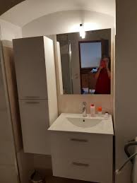 Caisson de cuisine meuble petit dejeuner delinia id blanc h 133 8 xl 60xp 35 cm leroy merlin. Meuble Sous Vasque Cooke Lewis Taupe Vague 104 Cm Compl Ef Bf Bdment Droit Plan Vasque En Verre