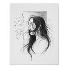 Screaming Angry Woman Pencil Drawing Art Poster Zazzle Com In 2021 Emotional Drawings Drawings For Boyfriend Drawings With Meaning