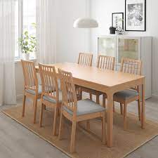 Mobel solid modern oak furniture extending dining table and six slate chairs set. Ekedalen Oak Extendable Table Min Length 120 Cm Ikea