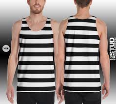 Black And White Striped Tank Top Mens Mens Halloween Tank Top Inmate Top Black And White Striped Etsy Striped Tank Top Halloween Tank Top Printed Tank Tops