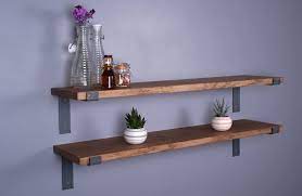 Oak Shelves 9 225mm Including Metal Brackets Handmade Etsy Steel Shelf Brackets Oak Shelves Industrial Shelving