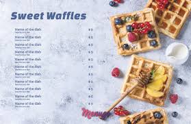 Our waffles are made from the finest ingredients and served plain or with a. Menugo Belgian Waffles Menu Theme