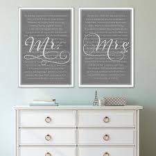 Personalized Mr Mrs His Hers Wedding Vows Canvas Wall Art For Above The Bed Or Over The Couc Wedding Vow Art Best Wedding Vows Wedding Gifts For Newlyweds