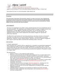 Sample Role Description E Nursing Preventive Healthcare
