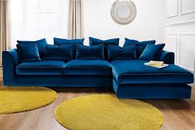 Whitemeadow Bossanova Large Chaise Sofa Left Hand Facing Corner Sofa Living Room Velvet Corner Sofa Teal Sofa