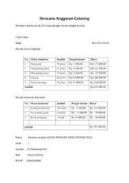 Tanpa anggaran, akan sulit bagi anda mengetahui seberapa baik (atau buruk) kinerja perusahaan anda. Doc Rencana Anggaran Catering Pesanan Catering Lidya Kini Academia Edu
