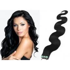 1 x natural black #1b clip in hair extensions 24 inch 130/250g 100% human remy hair. Tape In Tape Hair Extensions 24 Inch 60cm Wavy Clipinhair Nl