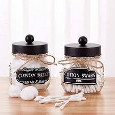 Dwellza mirror janette bathroom accessories set, 4 piece bath ensemble, bath set collection features soap dispenser pump…. Mason Jar Bathroom Apothecary Jars Set Farmhouse Decor Qtip Dispenser Holder Glass Rustic Vanity Organizer With Stainless Steel Lids For Cotton Swabs Rounds Bath Salts Ball Black 2 Pack Walmart Com