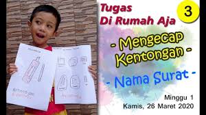 Kami juga telah mengunggah gambar mewarnai dengan beragam tema flashcard anak mainan edukatif dan lembar kerja paud untuk berbagai aktivitas dalam menu free download. Mengecap Kentongan Tugas Di Rumah Aja Anak Tk Kamis 26 Maret 2020 Youtube