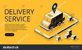 Delivery Service Vector Illustration Of Loader Truck And Parcel Boxes At Warehouse Logistics An Transportation Technology Craft Business Cards Halftone Design