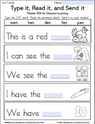 Write the sentence on the lines below. Cvc Words Fillable Worksheets For Distance Learning Made By Teachers
