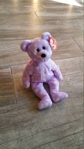 Ty Beanie Baby Birthday Bear Toast The Bear Rare Collectible Vintage Original Ty Lavender Polka Dot Beanie Baby Girls Boys Birthday De Baby Beanie Beanie Baby Collectors Christmas Hanukkah
