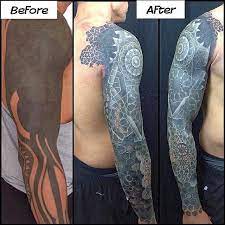 Tatouage noir couvert de blanc bras entier par nick baldwin. Bodywork Forum Bodmods