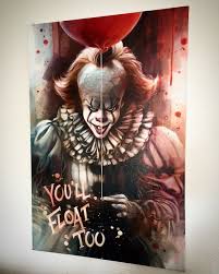 Pennywise Painting By Ben F Jeffery Halloween Canvas Art Pennywise Painting Scary Paintings