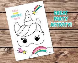 You may even spot an ariel lookalike in this bunch o. Unicorn Coloring Mask Unicorn Coloring Page Colouring Mask Etsy