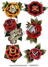 Traditional Tattoo Flowers Set Old School Tattooing Style Ink Roses Traditional Tattoo Flowers Traditional Rose Tattoos Flower Tattoos