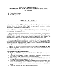 Menurut watson, tingkah laku manusia ialah sesuatu refleks terlazim. Doc Psikologi Kepribadian 2 Teori Teori Holistik Organismik Fenomenologis Dr Jangkung Muhammad Aswad Academia Edu