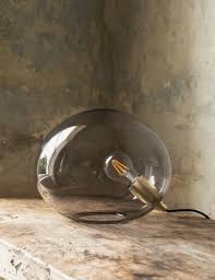 Ostuni Grey Glass Globe Table Lamp Rose Grey Decorative Floor Lamps Floor Lamp Bedroom Indoor Floor Lamps