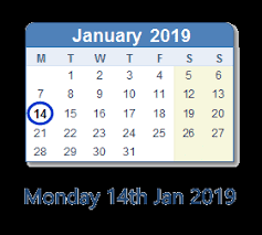 Denna januari 2019 kalender är alltid praktisk att använda om du till exempel vill räkna ut när du har semester. 14 January 2019 Date In History News Social Media Day Info