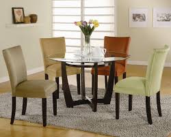 Choose from a set of one dining table and 4 chairs, or a set of 4 chairs only from the drop down box. 5 Pcs Round Glass Dining Table With Cappuccino Chairs 10149