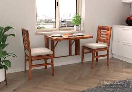 Shop for set of 2 dining chairs in dining chairs. Buy Benz Wall Mount 2 Seater Foldable Dining Set Honey Finish Online In India Wooden Street