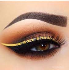 Maquillaje Naranja Y Delineado Yellow Eye Makeup No Eyeliner Makeup Color Eyeliner Makeup