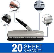 Punches 1/4 holes in up to 14. Swingline Desktop Hole Punch Light Touch Metal Hole Puncher With Adjustable System For 2 7 Holes Low Effort Paper Punch Home School Home Office Supplies 20 Sheet Capacity Black Silver 74030 In Lebanon