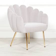 Features of sweet velvet side chair/dining room chair: Aurora Art Deco Grey Velvet Scalloped Occasional Chair Gold Legs Shell Armchair Furniture La Maison Chic Luxury Interiors
