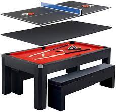 The mckay pool table includes your choice of color felt. Amazon Com Hathaway Park Avenue 7 Pool Table Tennis Combination With Dining Top Two Storage Benches Free Accessories Sports Outdoors