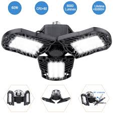 2 Pack Garage Light Baloray 60w 6000 Lumen 6500k Ceiling Lights Led Utility Shop Light For Garage Basement Home Ceiling Fixture50 000 Hours E26 E27 Led Deformable Garage Light Super Bright Walmart Com Walmart Com