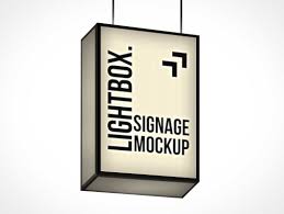 Download Ceiling Mounted Backlit Lightbox Signage Psd Mockup Psd Mockups